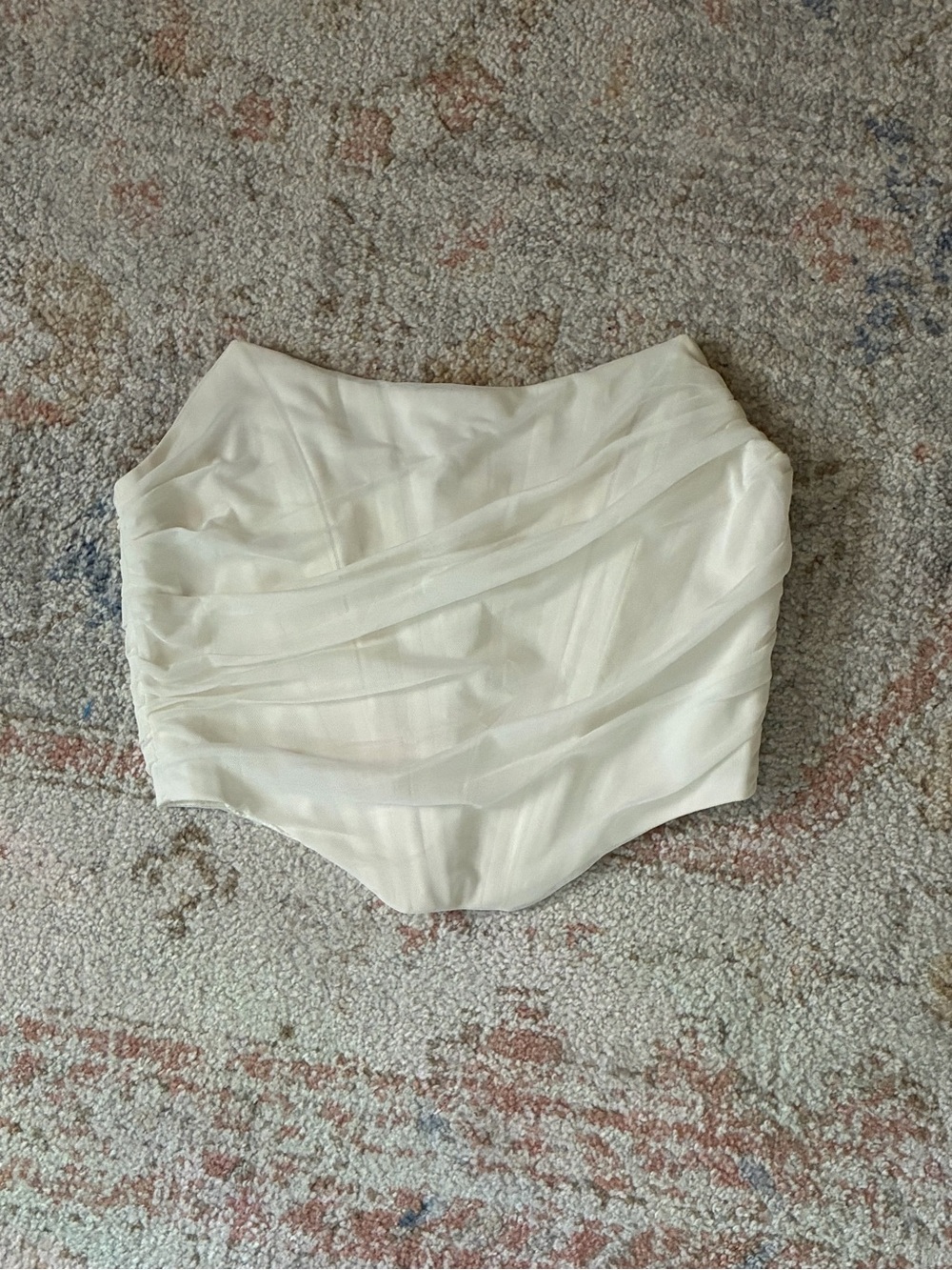 White Strapless Ruched Coset